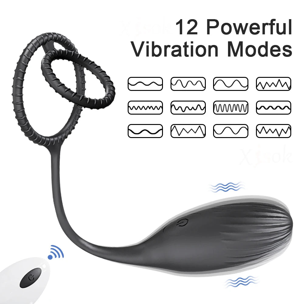 Prostate Massager With Cockring Vibrating Butt Plug