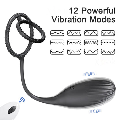 Prostate Massager With Cockring Vibrating Butt Plug