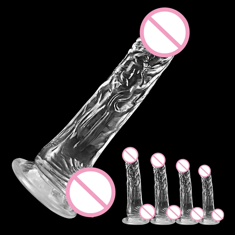 Dildo for Women Silicone Beginner Clear Dildo with Strong Suction