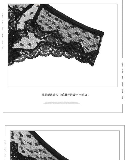 Embroidery Heart Lace Panties Sex Thongs String Hot Sexy Transparent Underwear for Women Hollow Out Seamless Briefs Lingerie