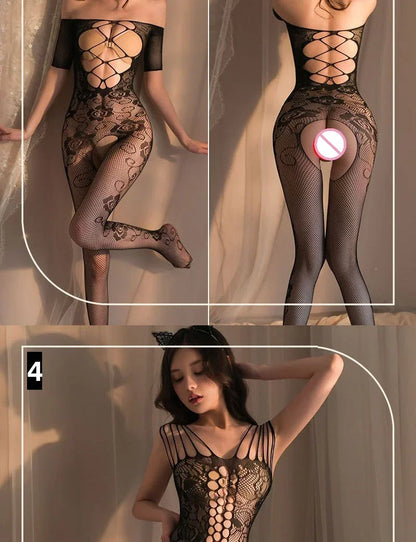 Sex Bodysuits Women Transparent Bodystocking for Sex Bold Body Suit Open Bra Outfits Erotic Costumes Sexy Fishnet Lingerie