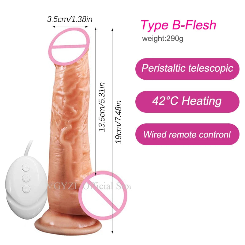 Huge Big Soft Vibrator Heating Realistic Dildo