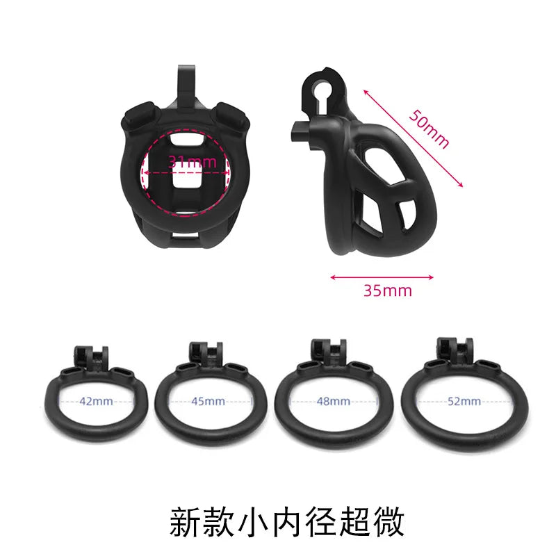 New Color Male Penis Lock Chastity Cage with Lock and 4 Rings Resin Virginity for Men Breathable Cock Ring Penis Fetish Restrain