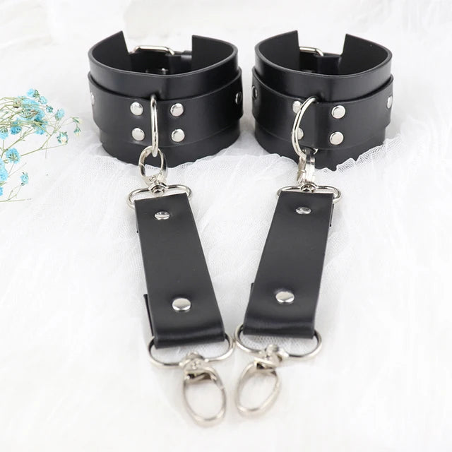 Black Garter Belt Underwear, Handcuffs & Leg Straps