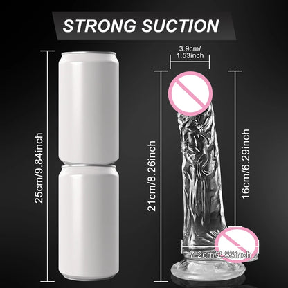 Dildo for Women Silicone Beginner Clear Dildo with Strong Suction