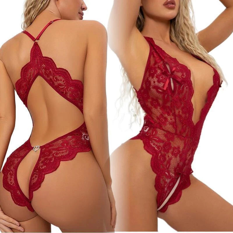 Sexy Lace Lingerie Hot Erotic Underwear Backless Plus Size Jumpsuit Sexy Clothes Open Crotch Set Bodysuit For Women 18 Adult