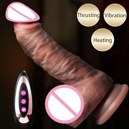 Realistic Dildo Telescopic Vibrator Female Stimulator