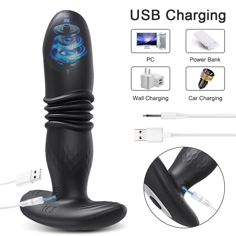 Telescopic Vibrating Butt Plug Anal Vibrator Wireless Remote