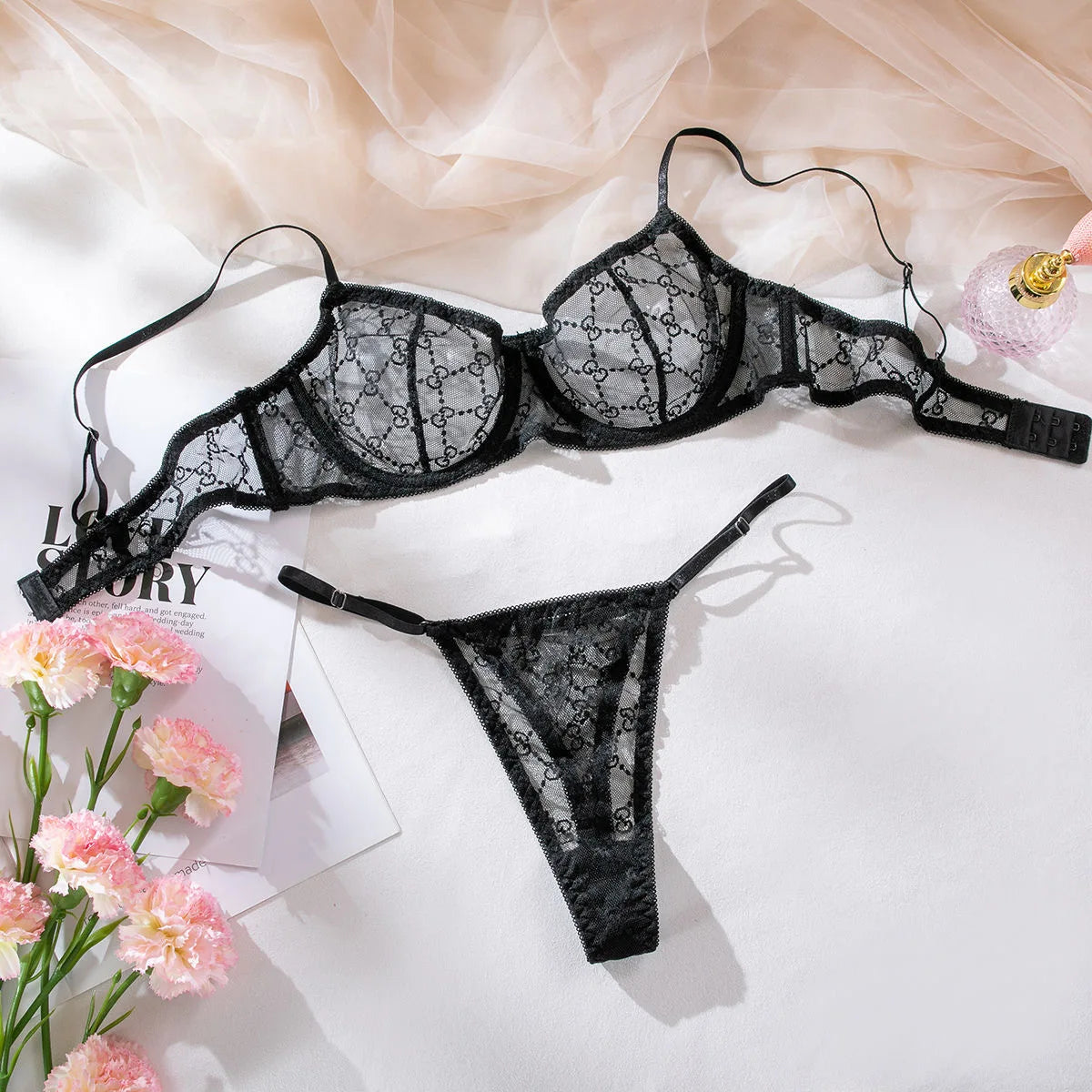 Ellolace Seamless Lingerie See Through Lace Embroidery Underwear Sexy Outfits For Woman Romantic Bilizna Sets Hot Sex Set