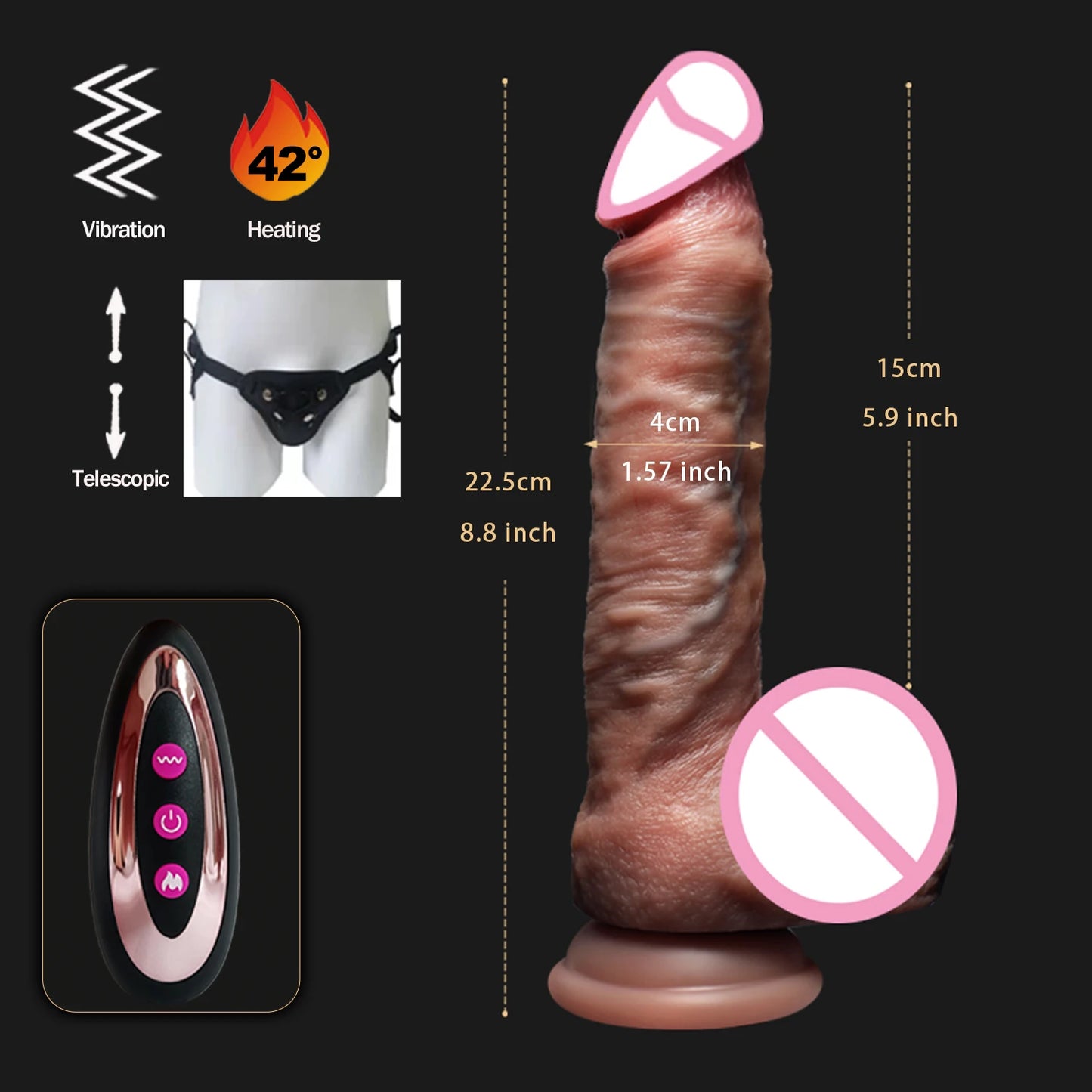 Realistic Dildo Telescopic Vibrator Female Stimulator