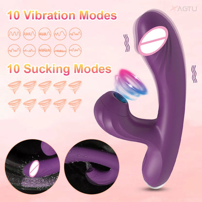 Clit Sucker 2 in 1 Vibrator Dildo for Women