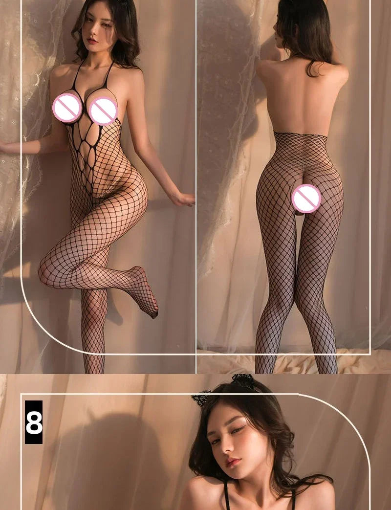 Sex Bodysuits Women Transparent Bodystocking for Sex Bold Body Suit Open Bra Outfits Erotic Costumes Sexy Fishnet Lingerie