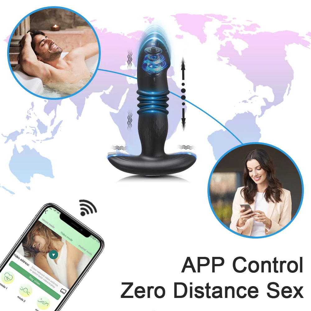 Telescopic Vibrating Butt Plug Anal Vibrator Wireless Remote