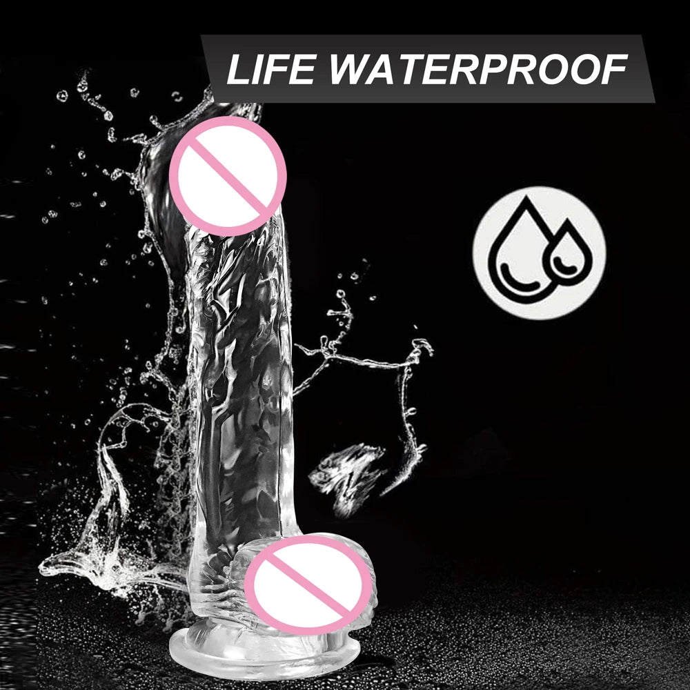 Dildo for Women Silicone Beginner Clear Dildo with Strong Suction