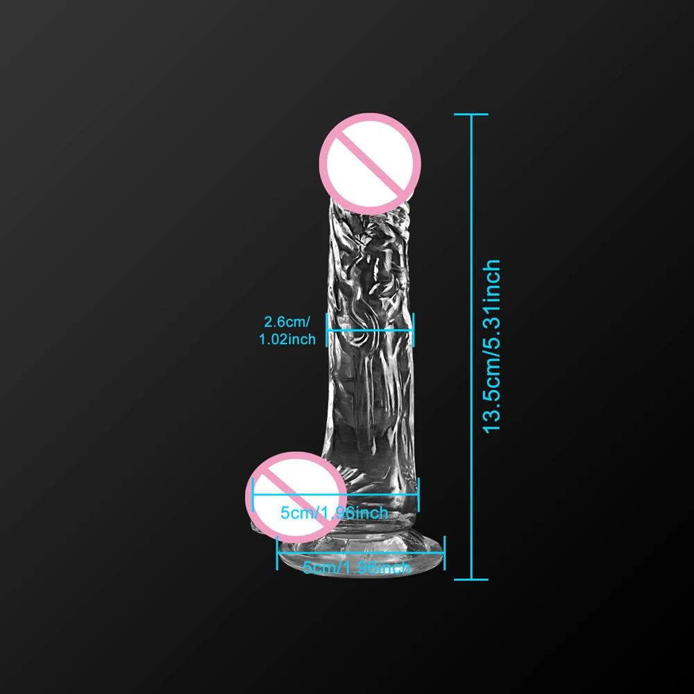 Dildo for Women Silicone Beginner Clear Dildo with Strong Suction