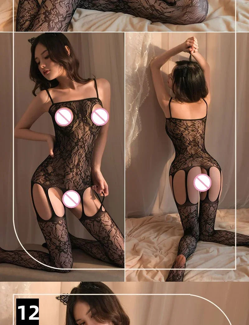 Sex Bodysuits Women Transparent Bodystocking for Sex Bold Body Suit Open Bra Outfits Erotic Costumes Sexy Fishnet Lingerie