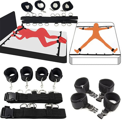 BDSM Adjustable Straps Bed Restraints Sex Bondage Kit For Couple Handcuffs Ankle Cuffs With Bondage Set SM Adult Games Sex Toys