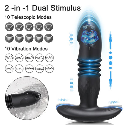 Telescopic Vibrating Butt Plug Anal Vibrator Wireless Remote