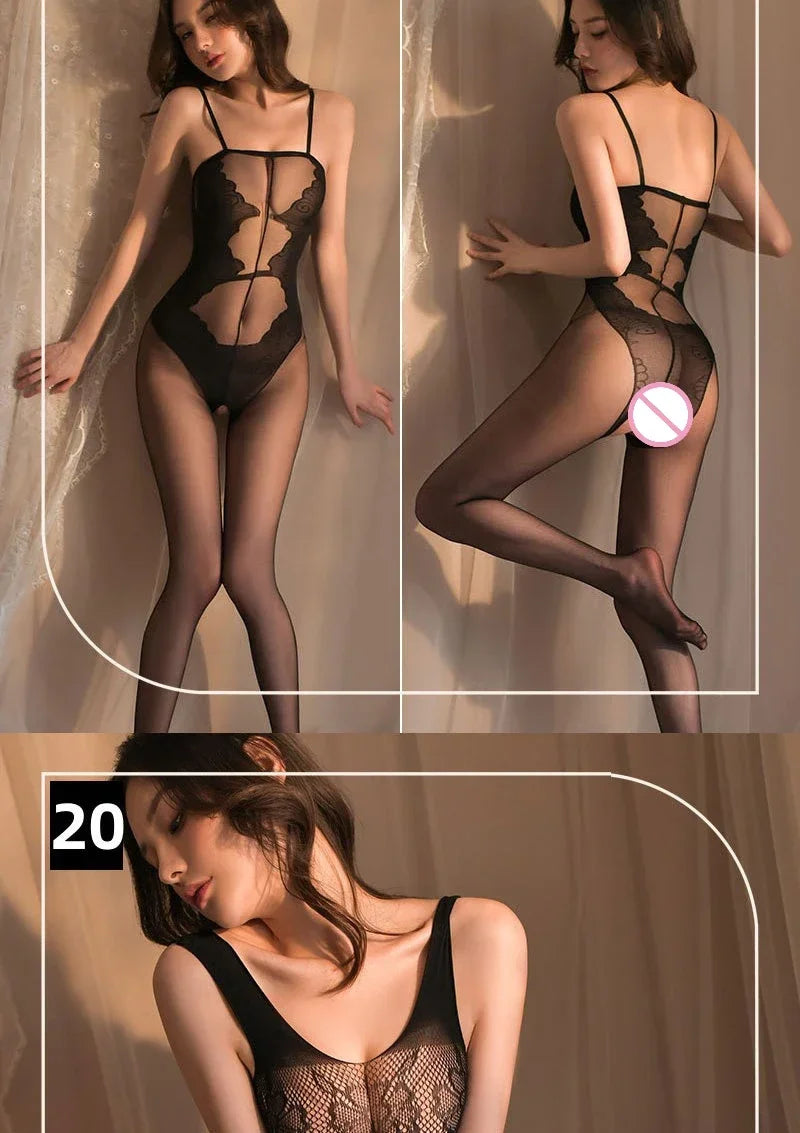 Sex Bodysuits Women Transparent Bodystocking for Sex Bold Body Suit Open Bra Outfits Erotic Costumes Sexy Fishnet Lingerie