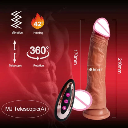 Realistic Dildo Telescopic Vibrator Female Stimulator