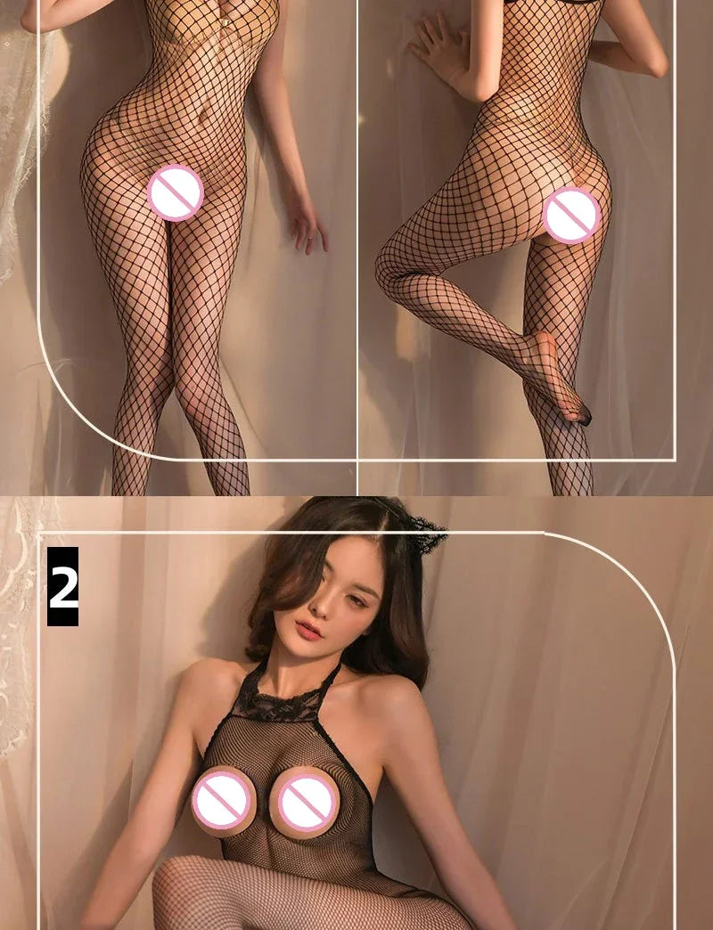 Sex Bodysuits Women Transparent Bodystocking for Sex Bold Body Suit Open Bra Outfits Erotic Costumes Sexy Fishnet Lingerie