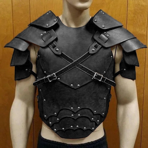 Men's Leather Chest Protection Shoulder Armor