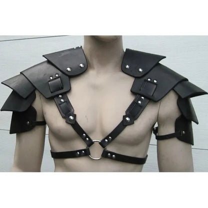 Men's Leather Chest Protection Shoulder Armor