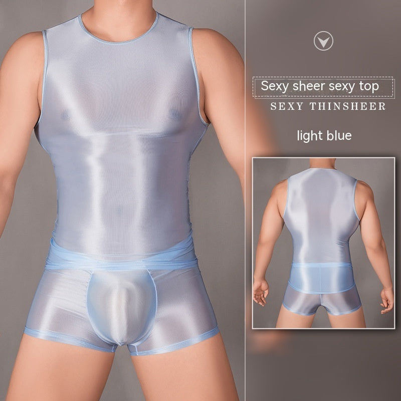 Men's Sexy Nylon Underwear Tight Sexy Super Elastic Vest