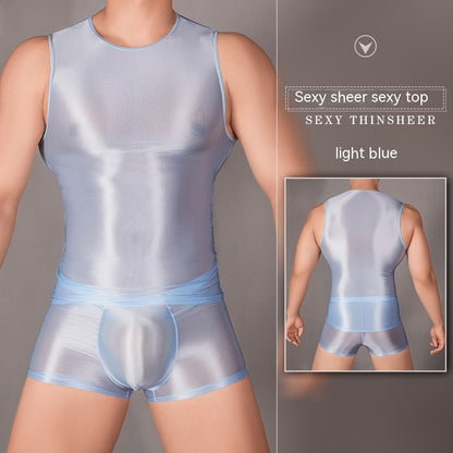 Men's Sexy Nylon Underwear Tight Sexy Super Elastic Vest