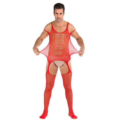 Men's Plus Size One-piece Sexy Net Dress Stockings Sexy Bodysuit