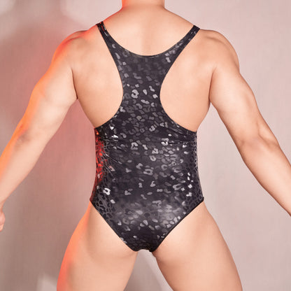 Seductive PU Embossed Sexy Leather Tight Hot Sexy Jumpsuit