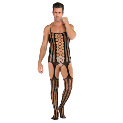 Men's Plus Size One-piece Sexy Net Dress Stockings Sexy Bodysuit