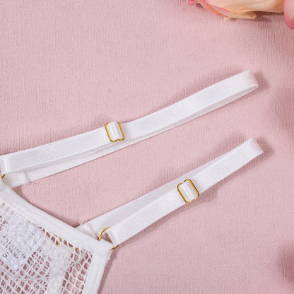 Women's Fashion Grid Transparent Temptation Uniform Five-piece Suit