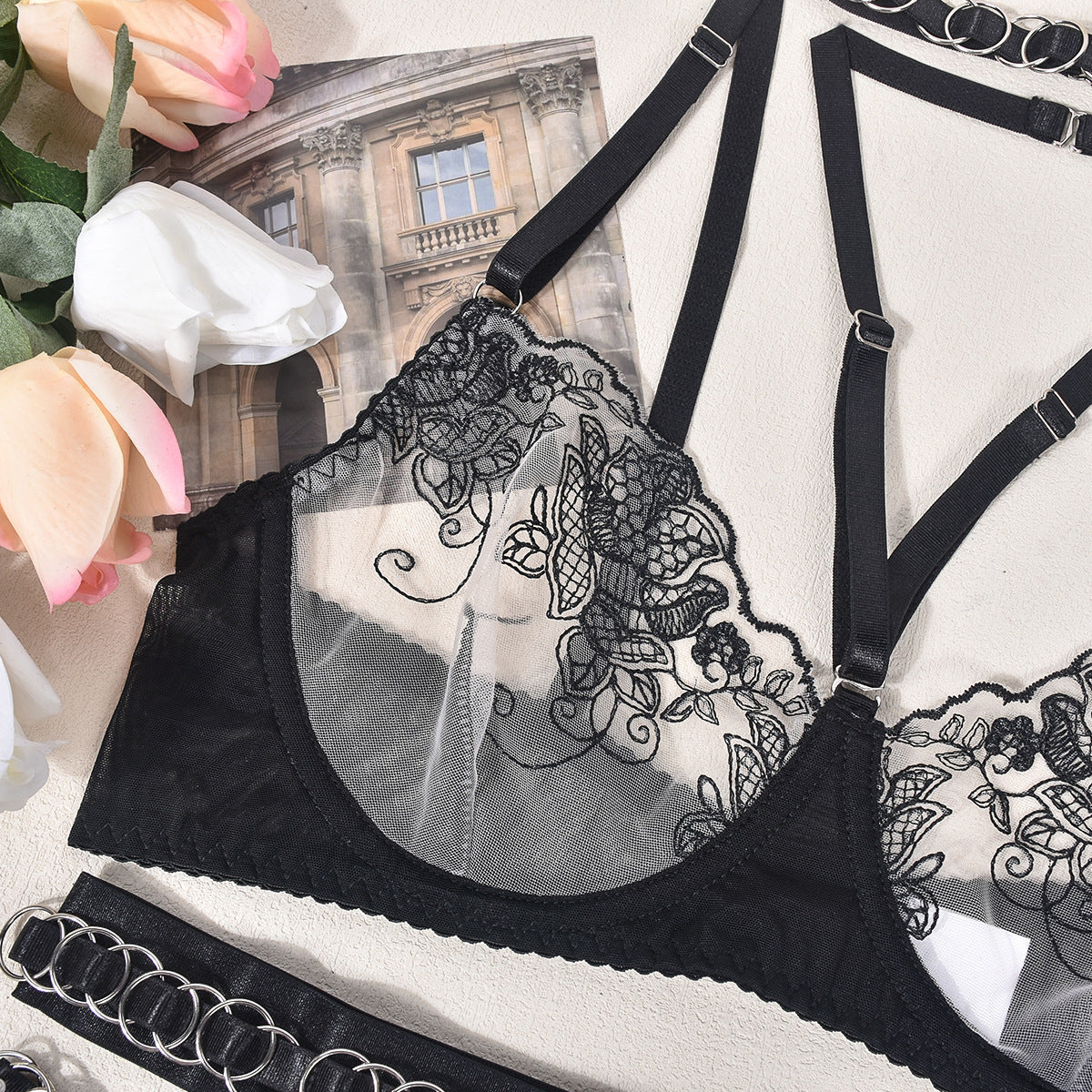 Women's Fashion Complex Metal Heavy Craft Halter Neck Ring Five-piece Set