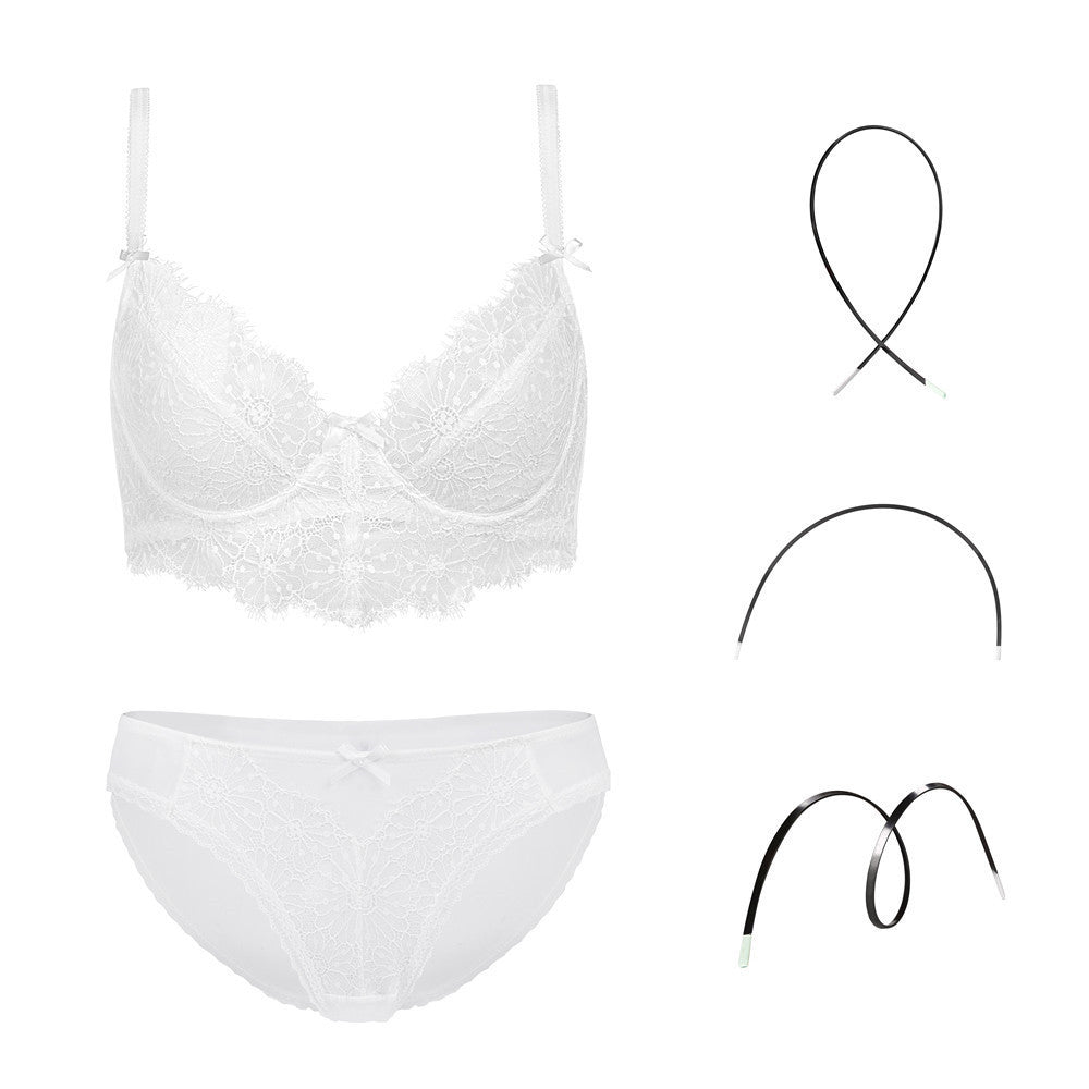 Fashion Transparent Women Bra And Panties Set Embroidery Lingerie Plus