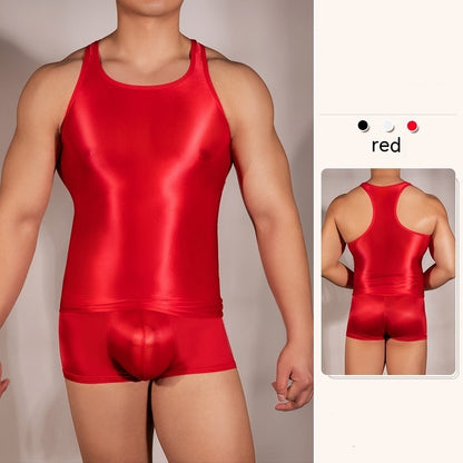 Men's Lingerie Tight Clothes Super Elastic Vest Short Sleeve Temptation