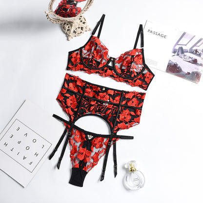 Ladies Fashion Lace Red Lingerie Set